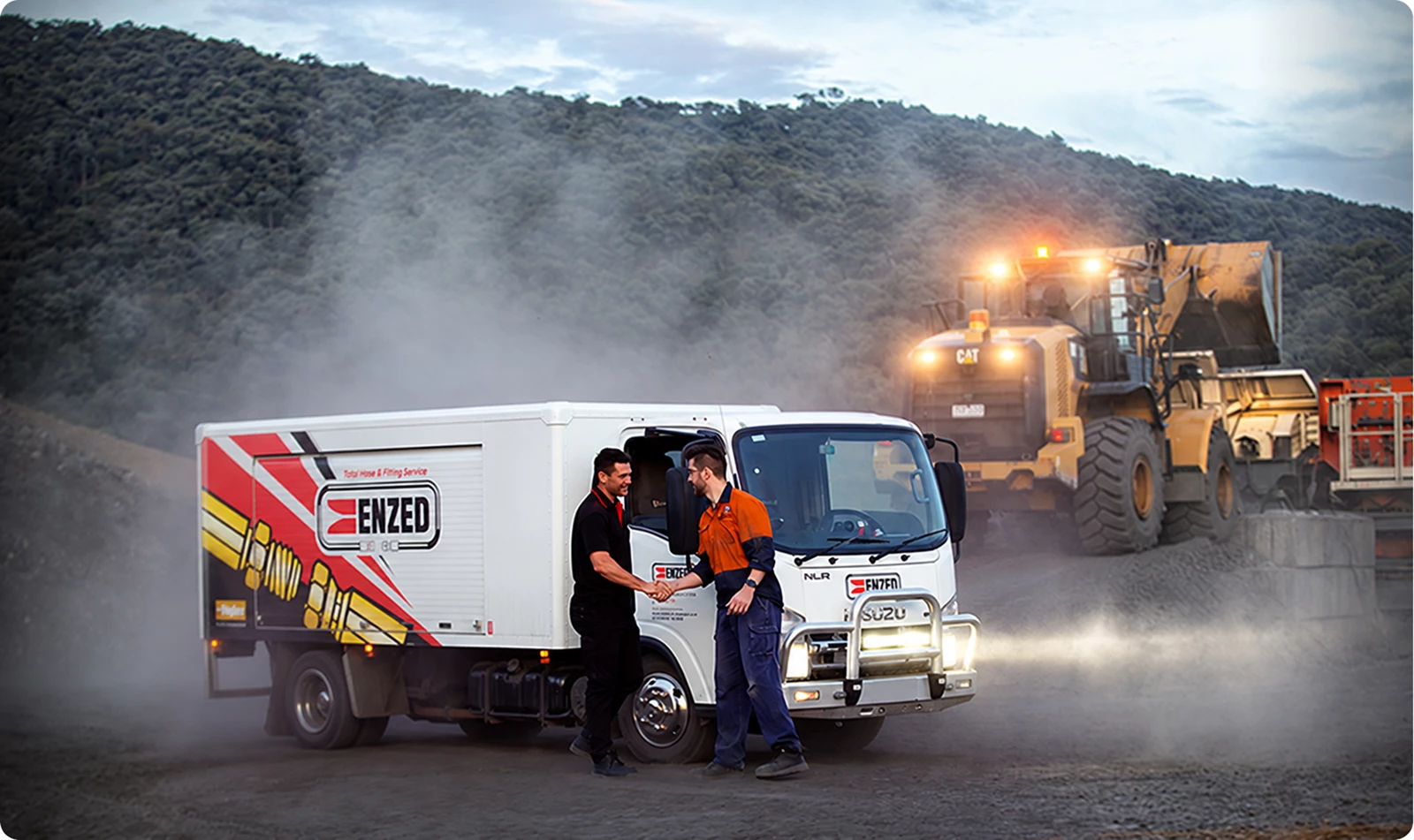 ENZED service truck working at a quarry